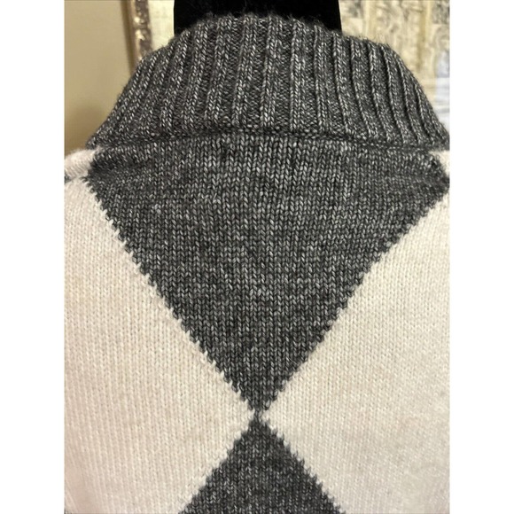 Pringle of Scotland HM Sweater Gray cream Diamond Argyle crewneck Recylced yarn - Picture 6 of 8